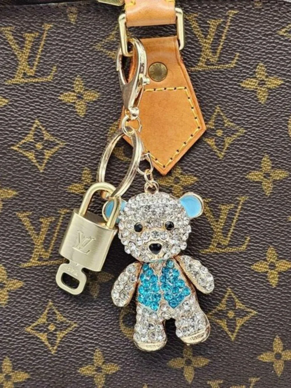 Authentic Louis Vuitton Gold Padlock 🔒 Key Set w/ Unbranded Bear Bag Charm